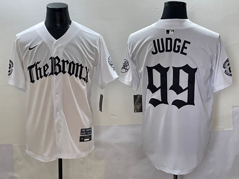 Men 2025 New York Yankees #99 Judge White Five generations Joint Name Nike MLB Jersey style 31